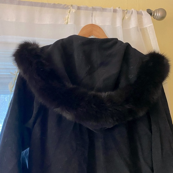 Vintage | Wool Black Hooded Coat - Picture 2 of 9